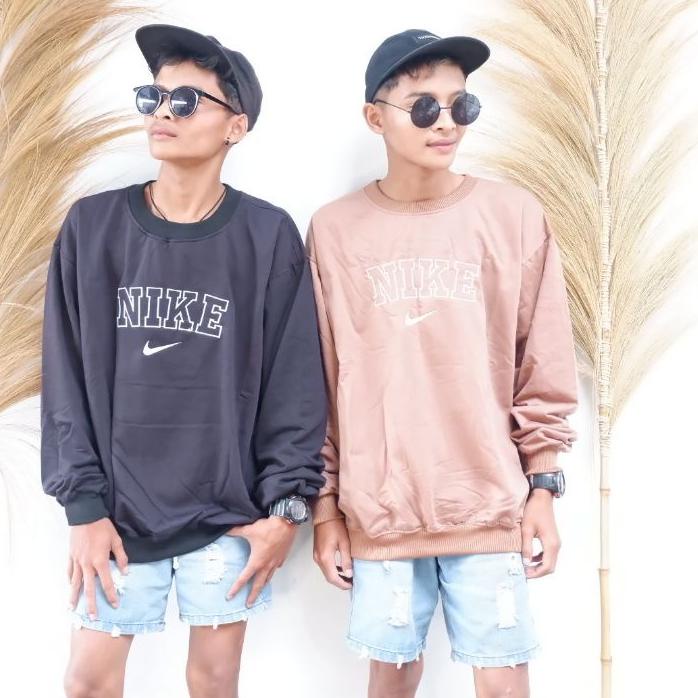 Terlaku...BISA CEWEK / COWOK - SWEATER CREWNECK PRIA WANITA BORDIR NIKE OVERSIZE BIGSIZE JUMBO LD 13