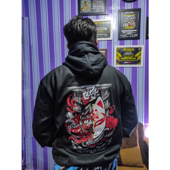 TERMURAH !! COD Jaket Sweater Hoodie Pria Distro wadezigOriginal Big Size Jumbo M - XXL Hodie Sunmori Prostreet Touring Cowok Cowo Laki Laki Keren Herex Rider Gambar Switer Jepang Hitam Tebal Terbaru Motor