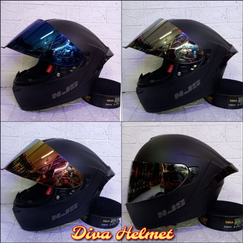 HELM NJS ZX-1 SOLID BLACK DOFF PAKET GANTENG TERMURAH