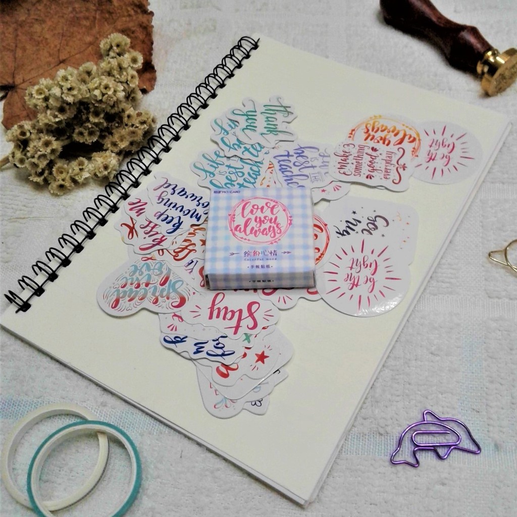 

45 Pcs Stiker Aesthetic/Sticker Box Motif Alfabet Untuk Scrapbook/Journal/Diary
