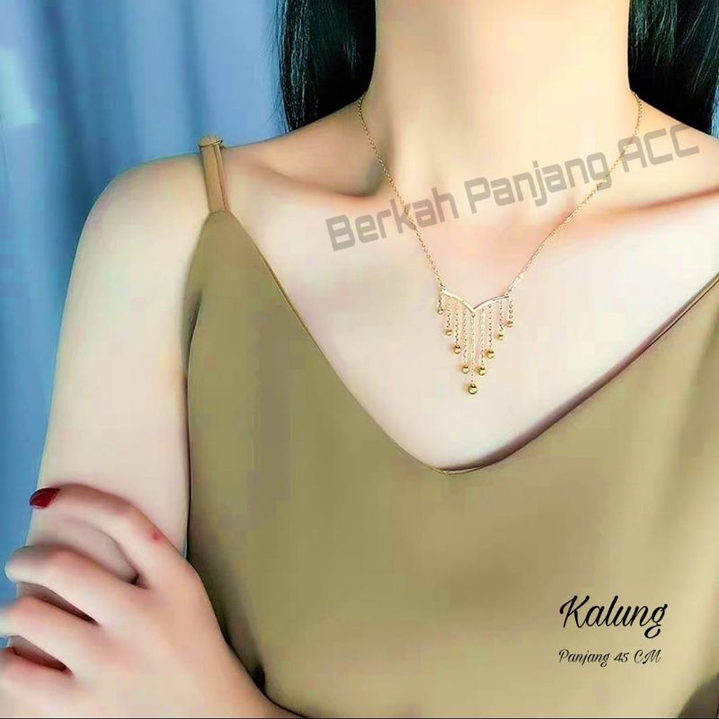 KALUNG TITANIUM ANTIK TIRAI 0281P DESAIN SUPER ELEGAN  KOREA PERHIASAN ANTI KARAT DAN ANTI LUNTUR