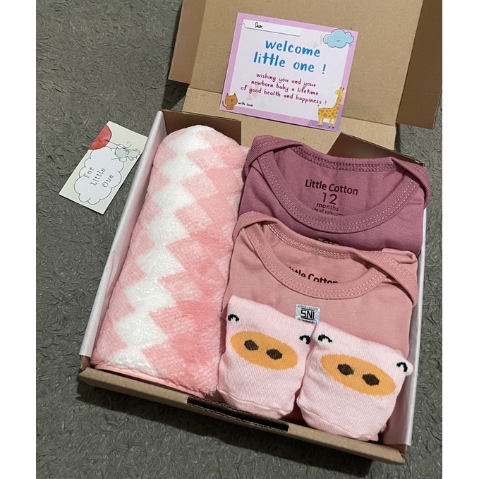 Hampers Bayi | Kado Bayi | Hampers baby boy | Hampers Baby Girl | Kado Lahiran | Baju Bayi | Handuk Bayi-FLO GS HANDUK-Pink