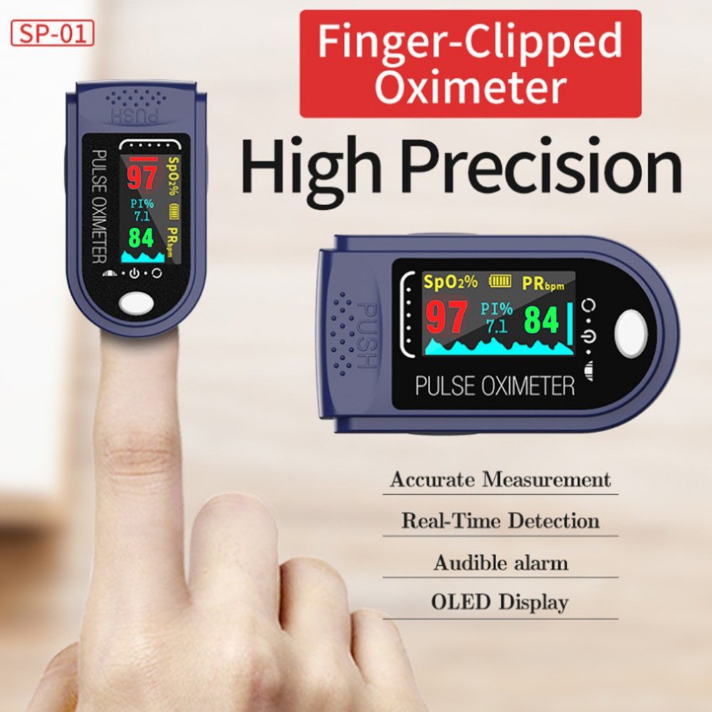 (Ready)Fingertip Pulse Oximeter Pengukur Kadar Oksigen Oksimeter Dalam Darah/jantung