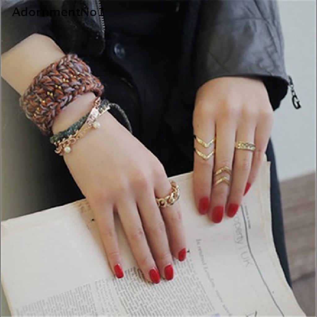 (AdornmentNo1) 3pcs / set Cincin Terbuka Fashion Gaya Punk Motif Geometri + Hollow Untuk Perhiasan Wanita / Hadiah