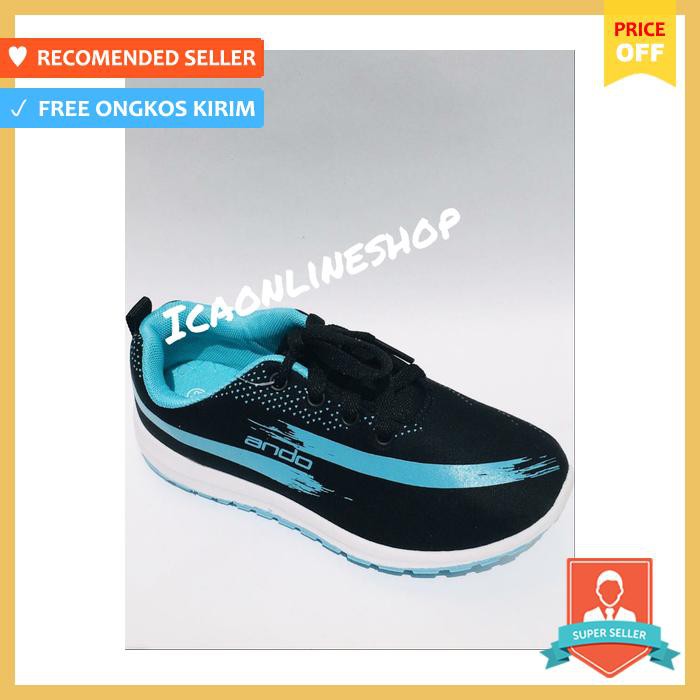 Sepatu Wanita Dan Remaja Sport Original Ando Hitam List Pink, 37