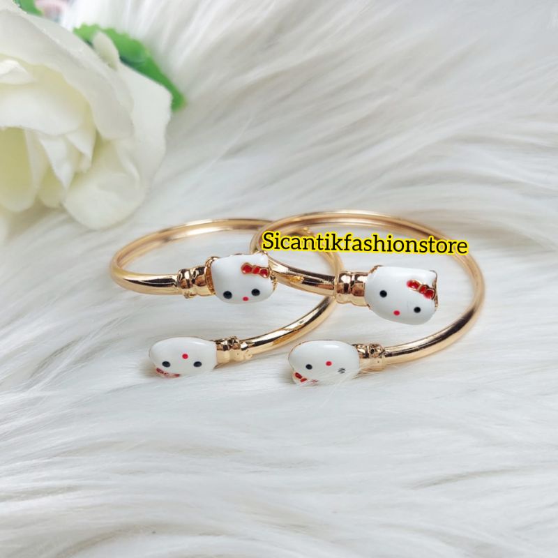 Gelang Anak Titanium Gold Gelang Anak Anak Hello Kitty Pink Terbaru Terlaris Anti Karat Tidak Luntur Gelang Titanium Anak Kekinian