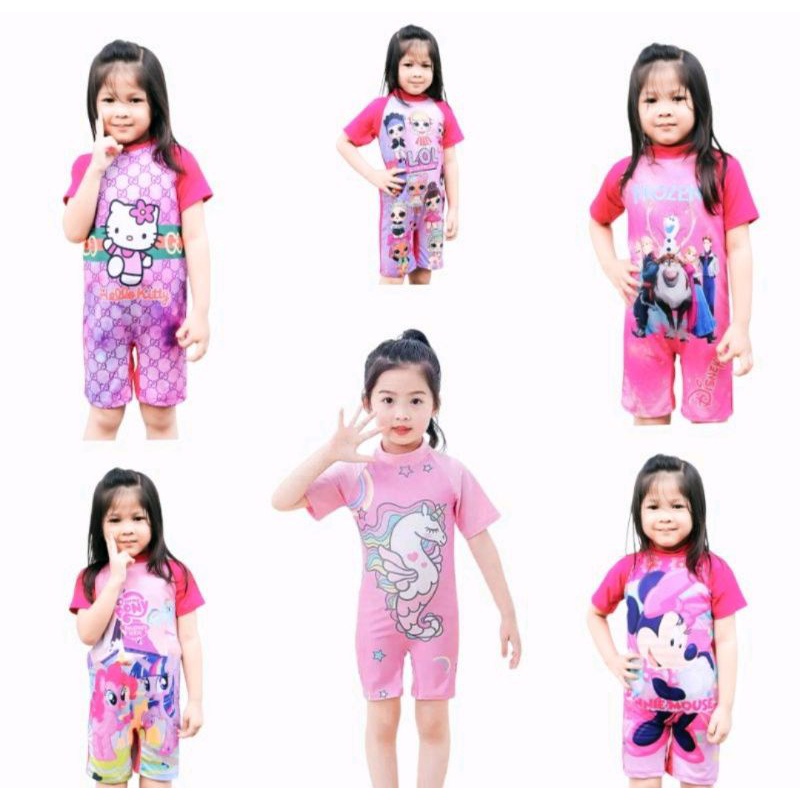 new terlaris baju renang anak cewek perempuan terbaru diving disney LOL Pony Frozen hellokitty