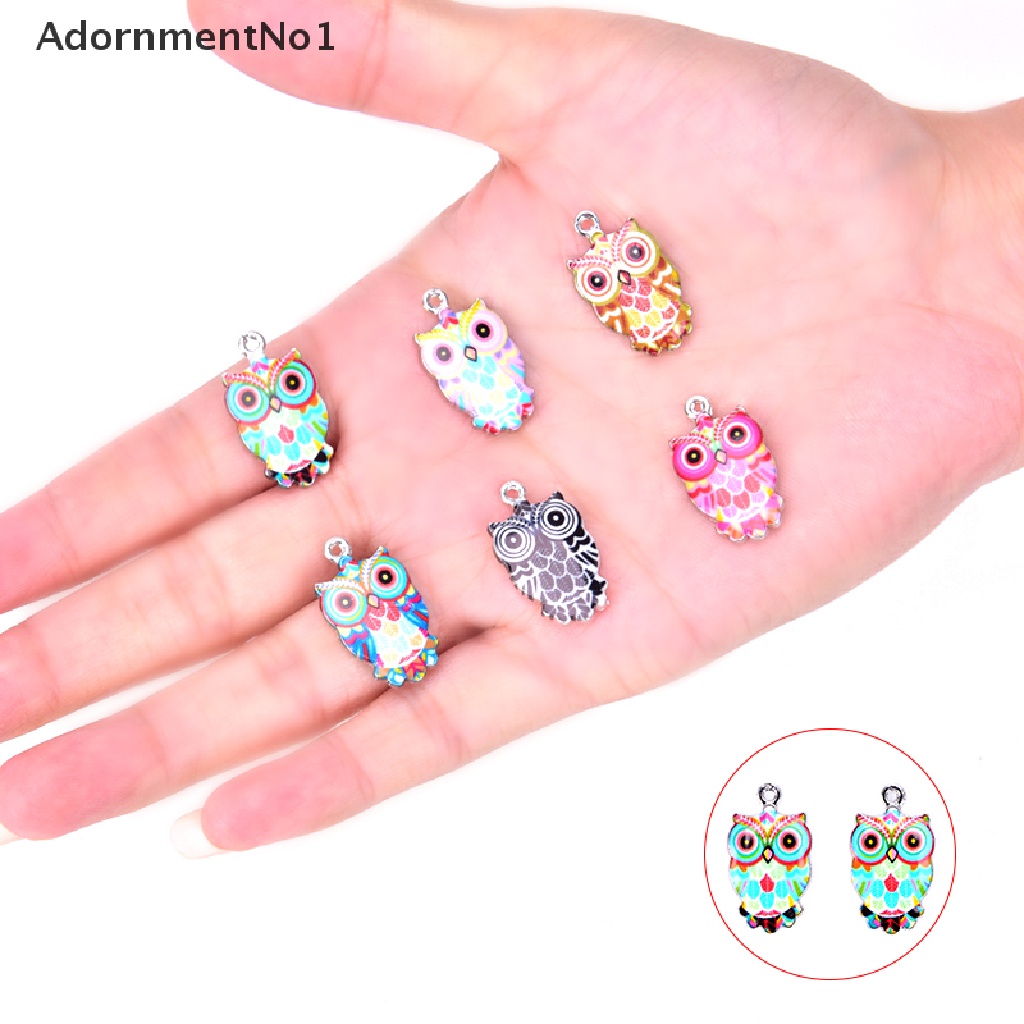 (AdornmentNo1) 2 / 6Pcs / Set Liontin Enamel Bentuk Burung Hantu Bahan Alloy Untuk Kerajinan Tangan DIY Charms