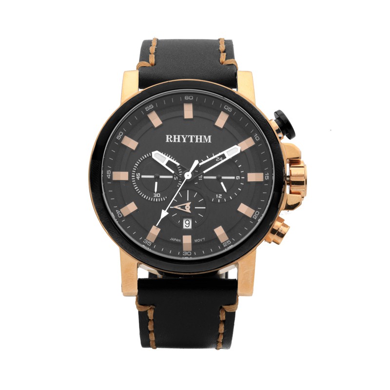 Rhythm SI1604L06 Chronograph Jam Tangan Pria Leather Strap