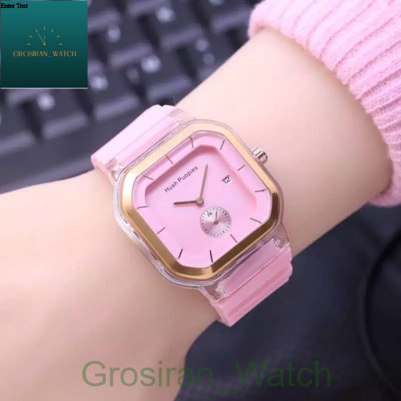 Jam Tangan Wanita Hush Puppies Kotak Tanggal Crono Hiasan HP-60 [G_W]