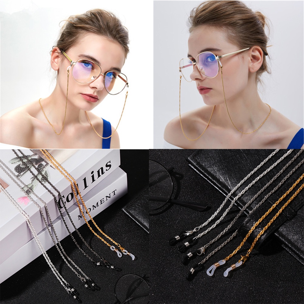 TOP Fashion Eyeglass Lanyard Women Men Glasses Necklace Glasses Chain New Non-slip Reading Glasses Metal Vintage Eye Wear Accessories/Multicolor