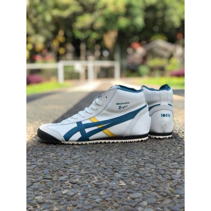 sepatu onitsuka tiger mid runner beige navy yellow