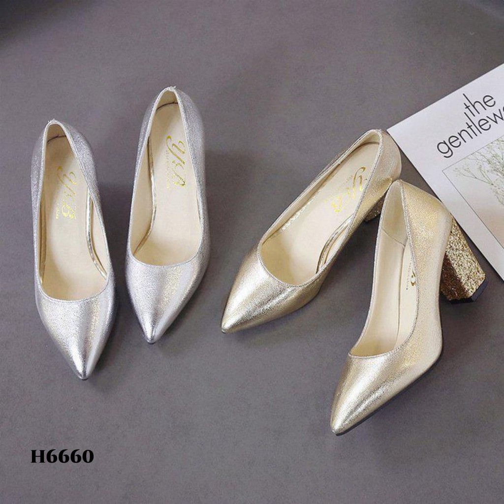 RESTOCK WYN SEPATU HEELS SHALLOW GLIITERS H6660