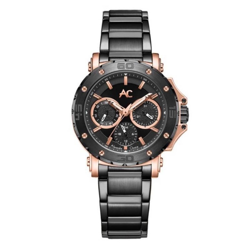 Jam Tangan Alexandre Christie Wanita AC9205 BF Black Rose / Gold Original