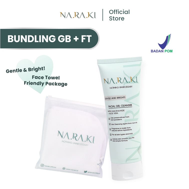 Naraki Face Towel Friendly Package + Naraki Gentle and Bright Face Gel Cleanser