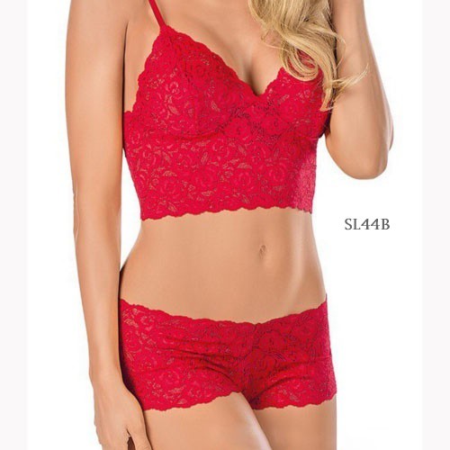 [BISA COD] BAJU TIDUR WANITA SEKSI LINGERIE BRALETTE LACE MERAH SL44B