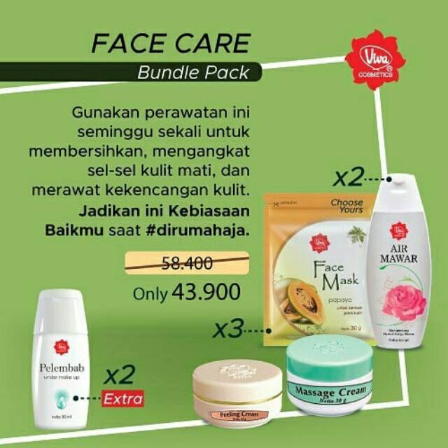 Paket Perawatan Skincare Masker Wajah Face Mask Peeling Massage Cream Pelembab Viva