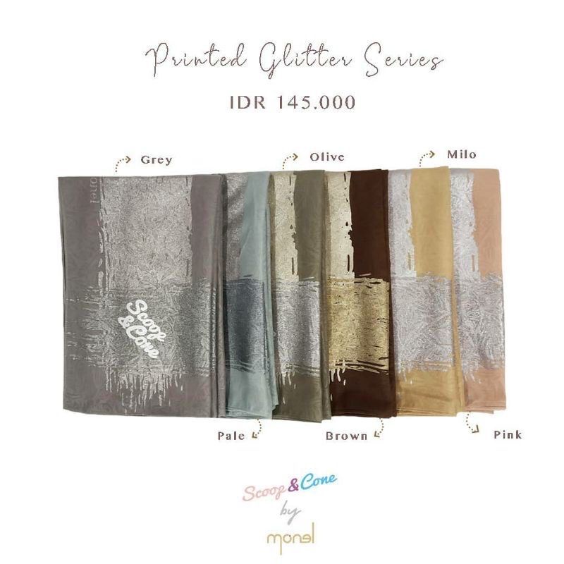 SCOOP AND CONE BY MONEL GLITTER SERIES | KERUDUNG VOAL SEGO EMPAT HIJAB