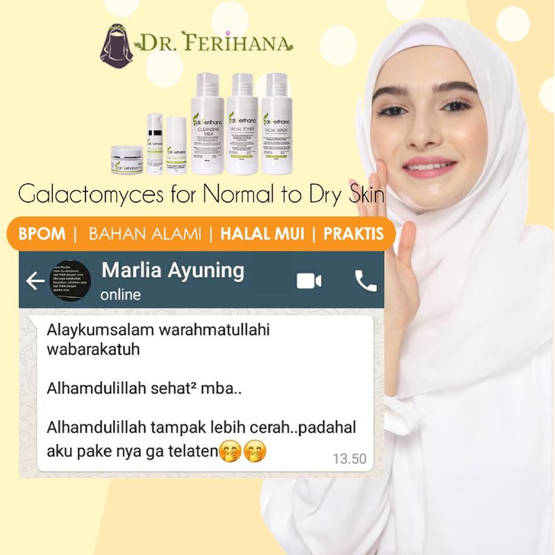 Galactomyces Day Cream Normal Dry dr. Ferihana Cosmetics &amp; Skincare Merupakan Krim Siang untuk Kulit Normal Kombinasi Kering Mampu Melembabkan Mencerahkan dengan SPF 35 Sekaligus Anti Aging BPOM LPPOM HALAL MUI