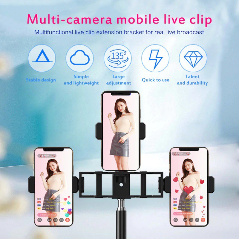 HOLDER MULTI CAMERA CLIP HP EXTENSION TRIPOD CABANG 3 LIVE BROADCAST