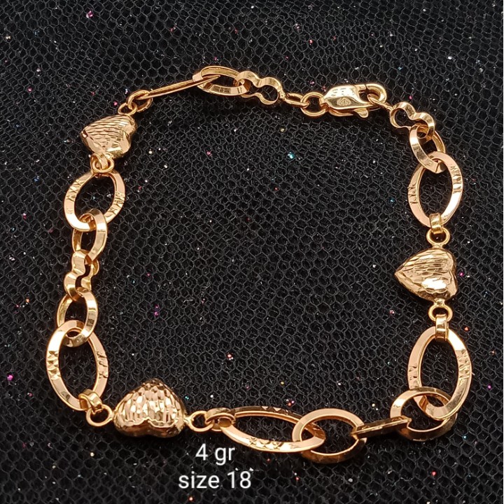 Gelang ariso emas 17K  kadar 750 - model hati berat 4 gram - 1341