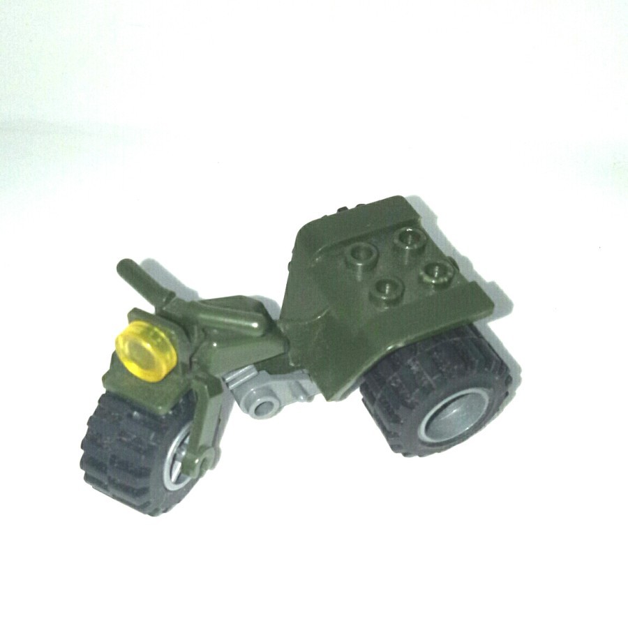 Lego minifigure Motorcycle Motor Military Vehicle Kendaraan Militer Roda 3 tricycle
