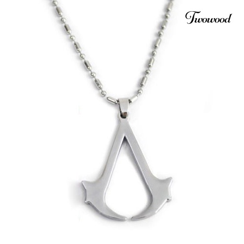 Kalung Rantai Liontin Logo Game Assassin 's Creed Altair Bahan Baja Untuk Pria