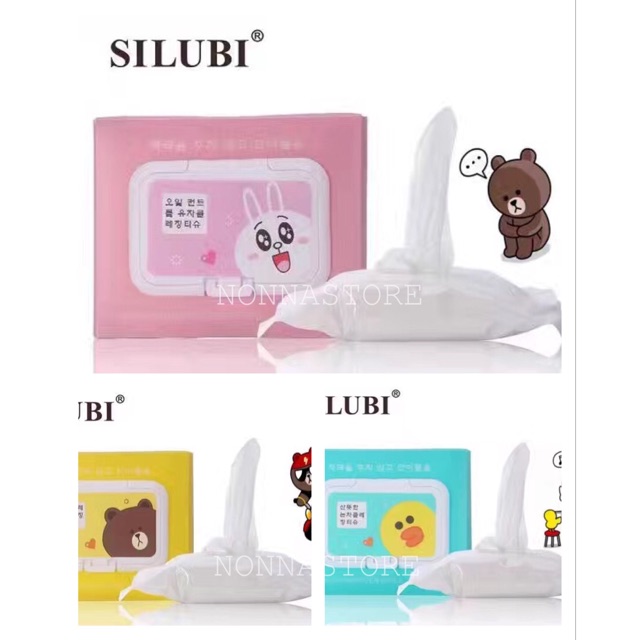 SILUBI Make Up Remover Wipes LINE JAPAN CONY BROWN SALLY [ TISU PEMBERSIH MAKEUP ]