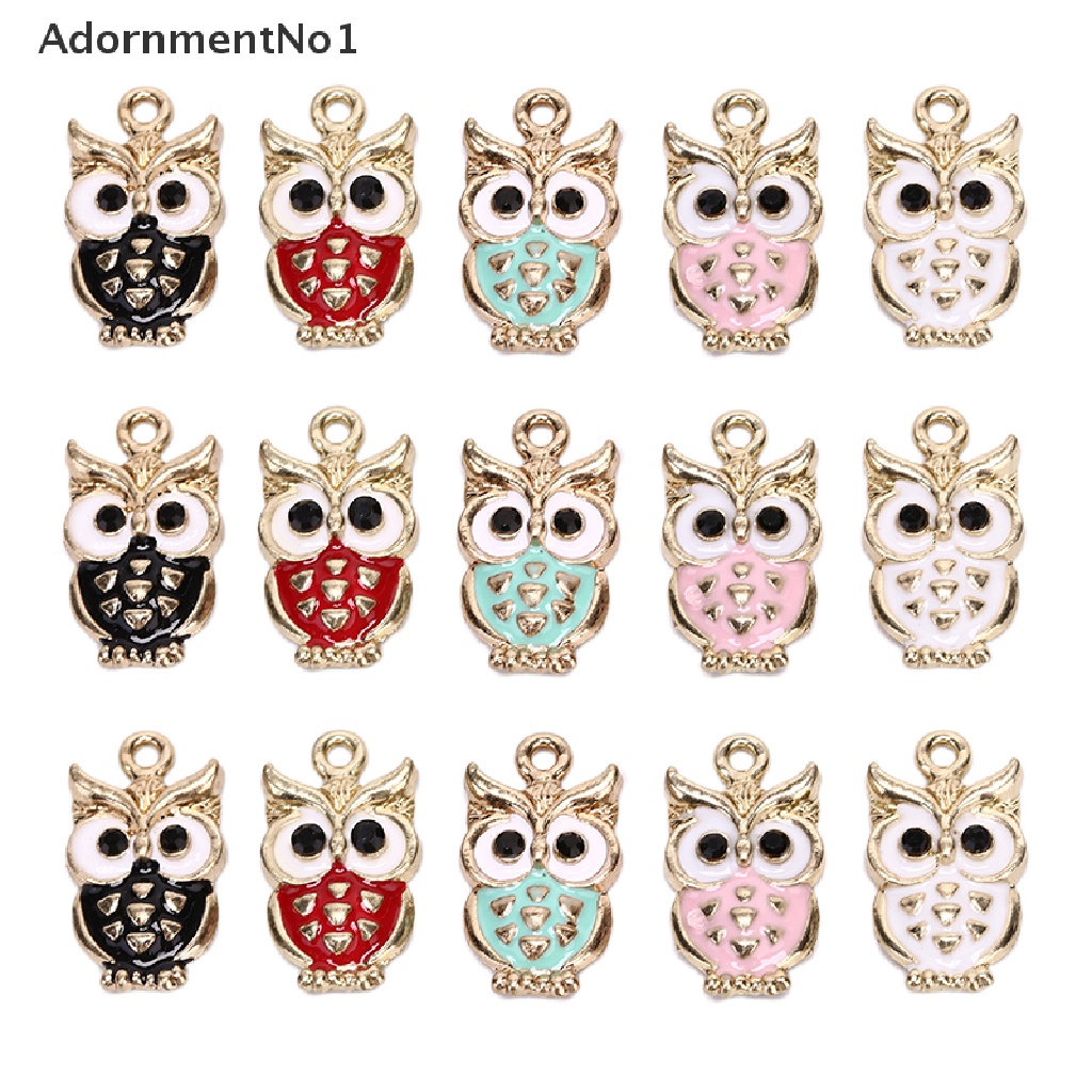 (AdornmentNo1) 10pcs / Lot Liontin Enamel Bentuk Burung Hantu Bahan Alloy Untuk Kerajinan Tangan DIY