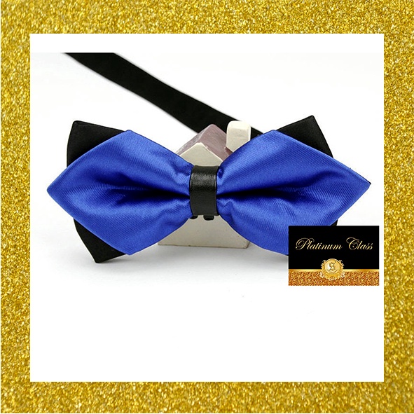 Dasi Kupu Diamond biru elektrik Ukuran Dewasa Polos Platinum Class