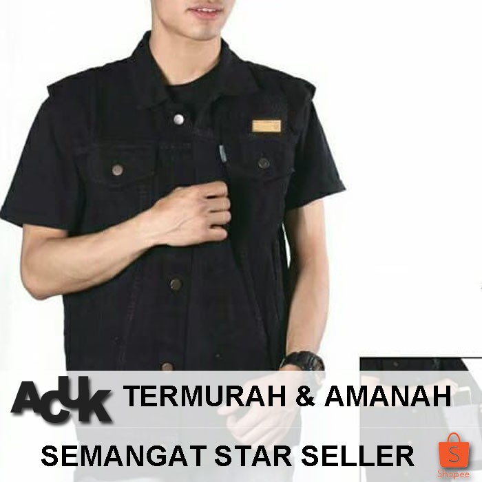 Rompi Jeans Hitam / Rompi Hitam / Rompi Jeans / Rompi Polos / Rompi Motor / Rompi Murah / Rompi