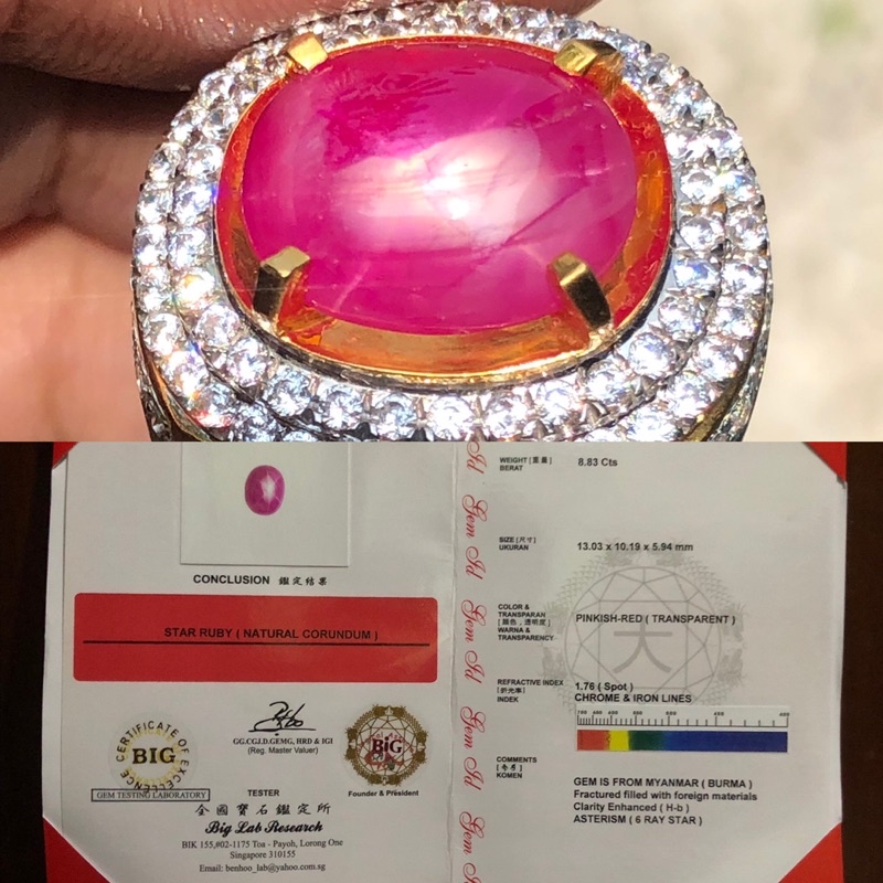 Pinkish Red Star Ruby Burma Windusara