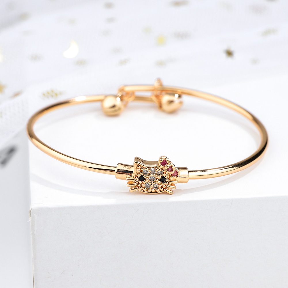 COD Set perhiasan anak Kalung titanium gelang hellokitty lapis emas  fashion cincin anting asesoris wanita murah D471
