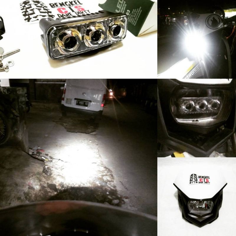 Headlamp Halo Sein Upgrade LED 3 Mata KLX Dtracker CRF WR Diablo Viar