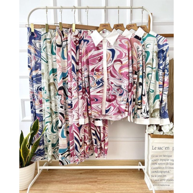 Setelan One Set Plisket Import BKK | Setelan Kulot Plisket