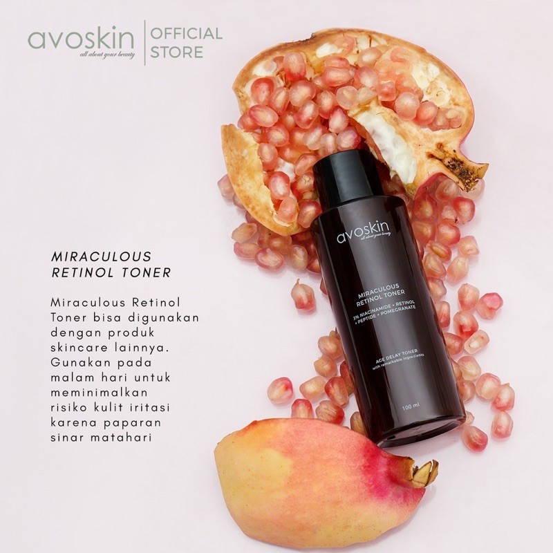 AVOSKIN Miraculous Retinol Toner Indonesia / Avo Skin / Niacinamide Serum Ampoule Cream AHA BHA PHA