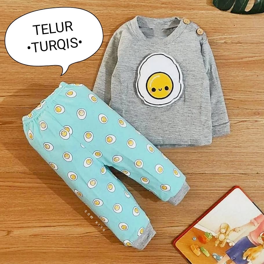 Klik Mds Baju Tidur Anak Bayi Usia 2-15 Bulan Motif Boneka Telur Piyama Anak