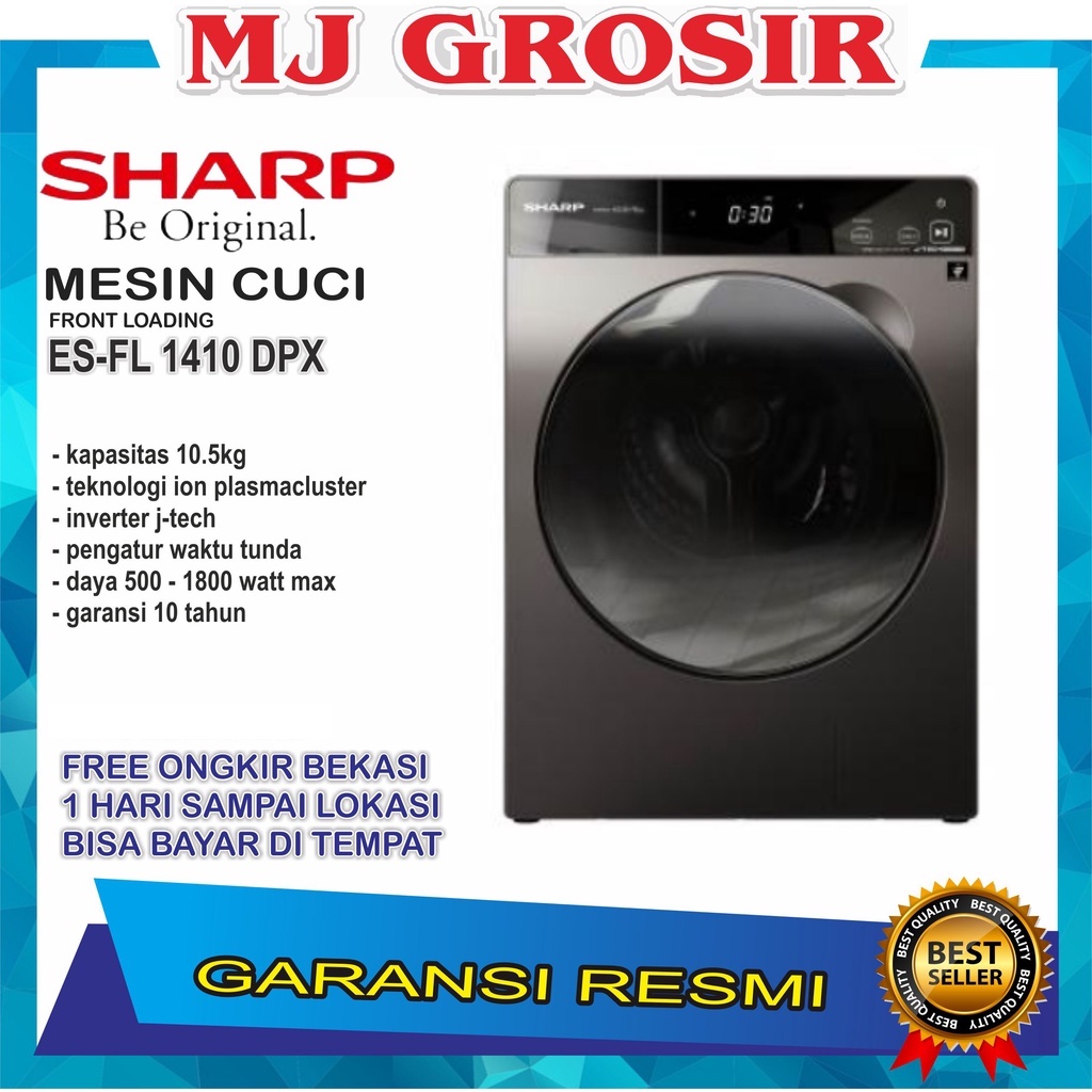 MESIN CUCI FRONT LOADING SHARP ES-FL 1410 DPX 10.5 KG 1 TABUNG