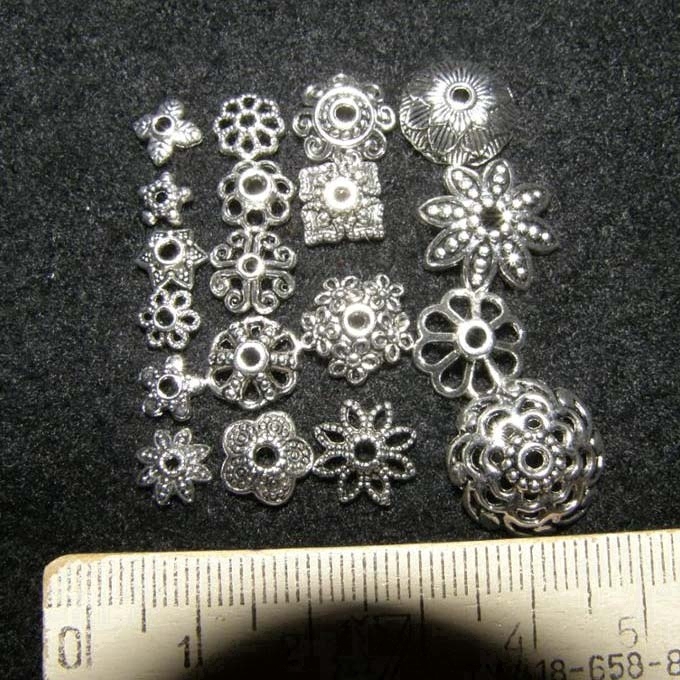 45g Wholesale Tibetan Silver Mixed Flower Shape Bead Caps For Jewelry Making (About 150 Pcs)