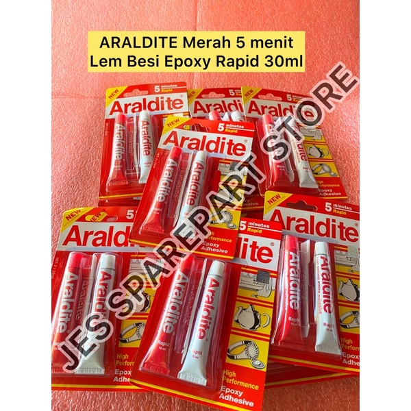 ARALDITE Merah 5 menit Lem Besi Epoxy Rapid 30ml