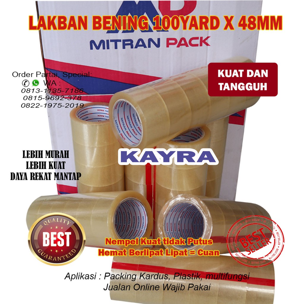 Lakban Bening 100 yard FULL x 48 mm / Mitran Pack / LAKBAN / LAKBAN MURAH