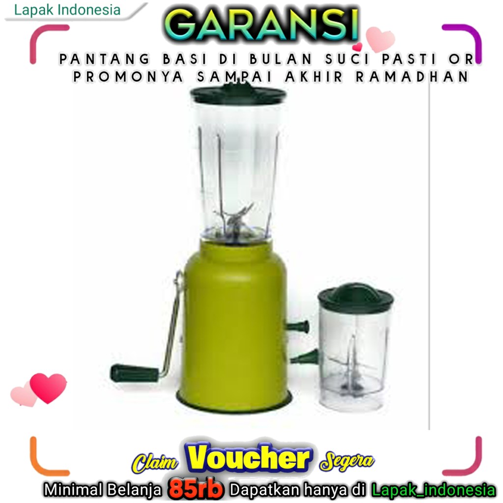 Blender Manual Destec Type B2 Bmj 205B2 ( 2 Gelas ) Warna Hijau Tanpa Listrik Pop Ice Serut