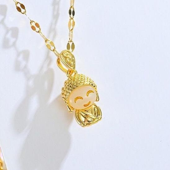 ❀ kalung giok buddha titanium asli anti luntur dan karat ✯