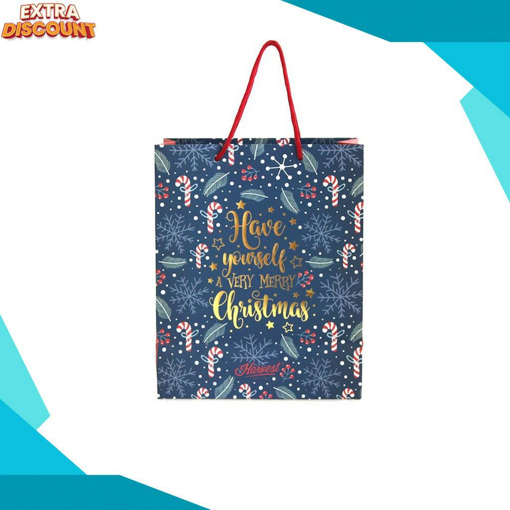 

HATI HATI BARANG Paper Bag Natal Christmas Xmas Carol Navy