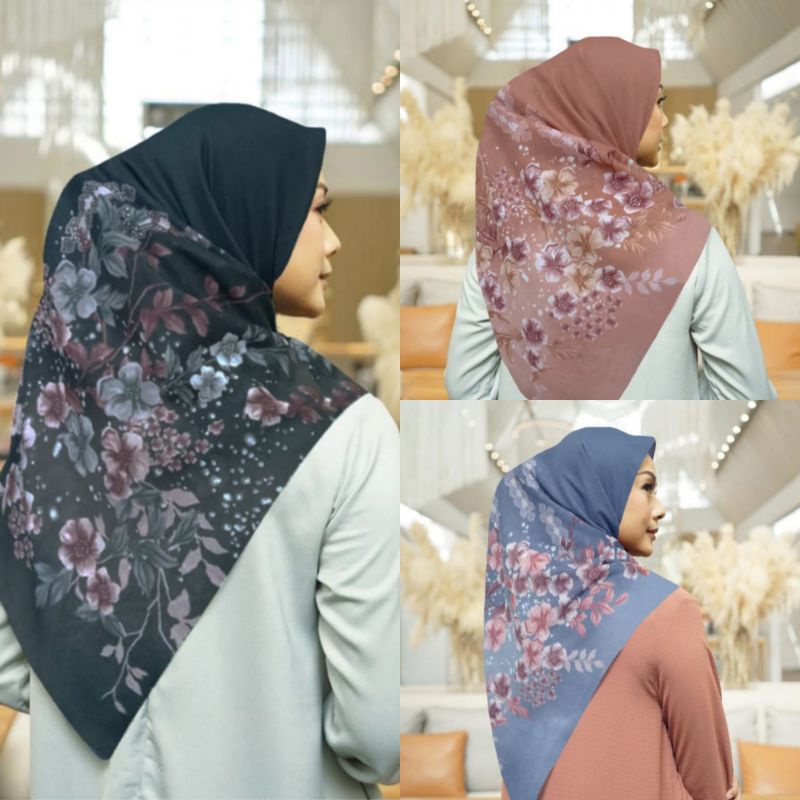 Jual New Diskon Hijab Segi Empat Motif Bunga Nara Series Jilbab Motif Cantik Segiempat Voal 8223