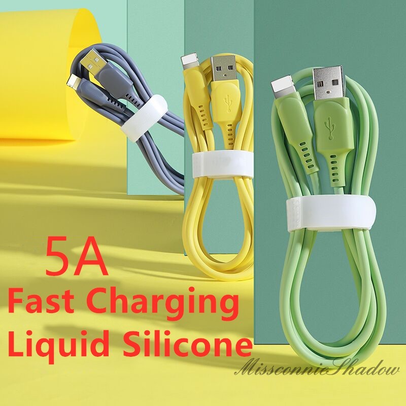 Kabel Data/Charger Mikro Usb Tipe C 5a Fast Charging 3 Tipe Warna Macaron Bahan Silikon Untuk Iphone