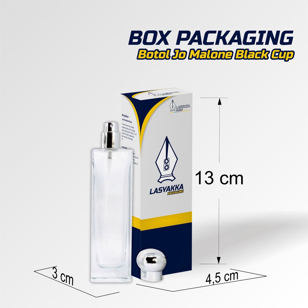 

box parfum CUSTOM Botol Jo Malone Black / box parfum ukuran 3 x 4,5 x 13 cm
