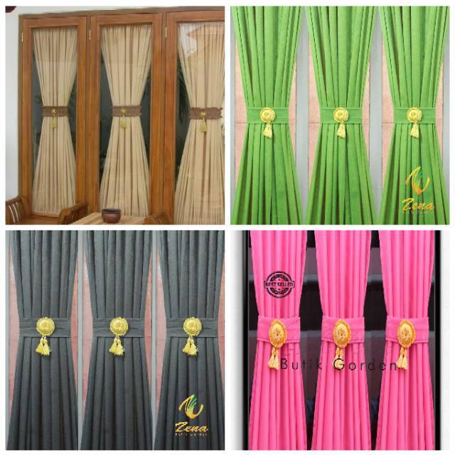 RIFDAH Gorden Ikat Abu Tua Gorden Jendela Hordeng Ikat Kupu-Kupu Minimalis