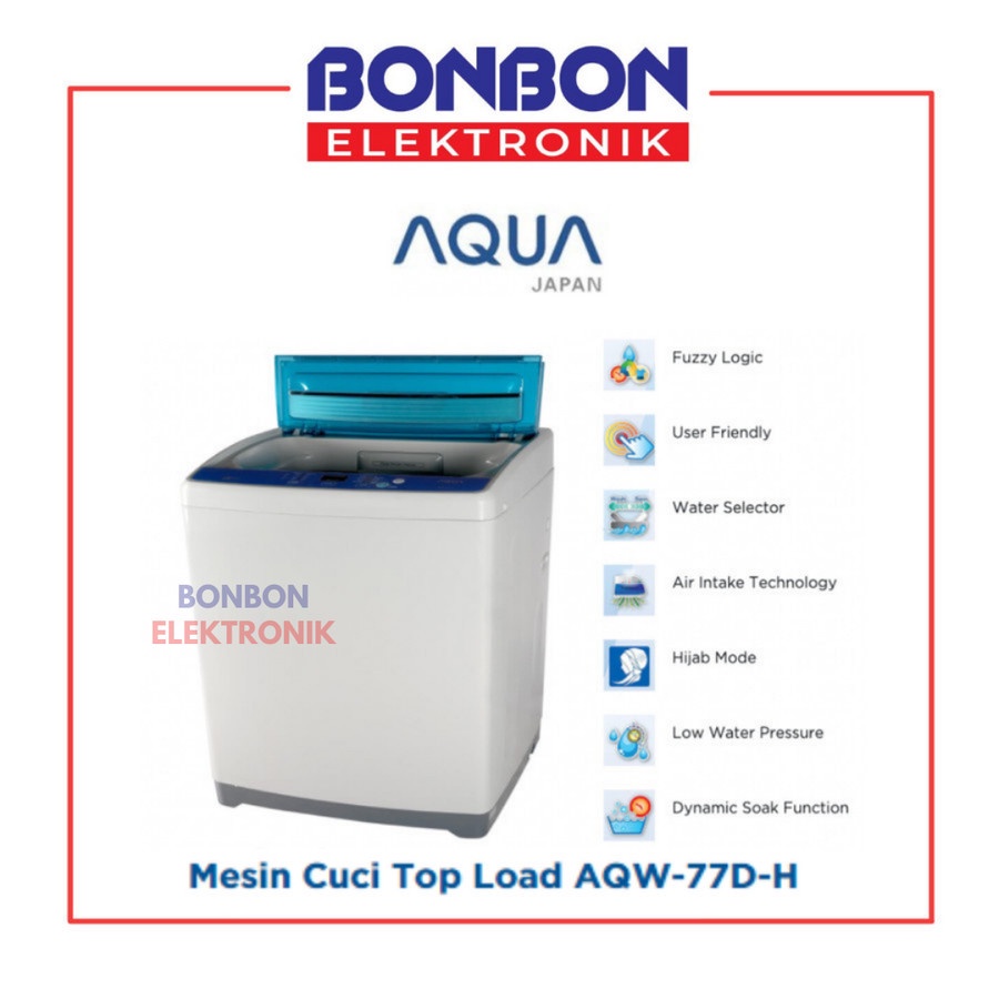AQUA Mesin Cuci Top Loading 7KG AQW-77D-H / AQW-77DH / AQW77DH