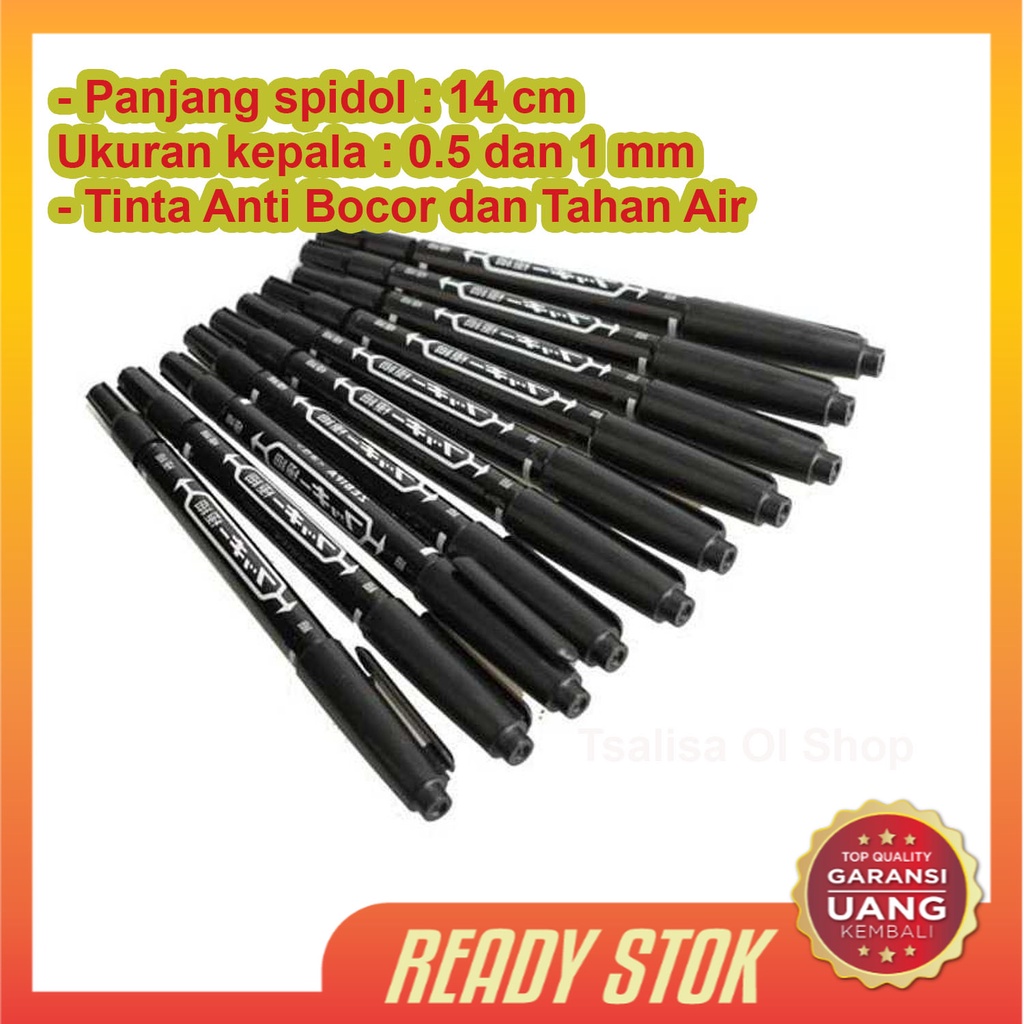 

ZEBILI Spidol Permanen Waterproof Dual Head Marker 10 PCS - DH100
